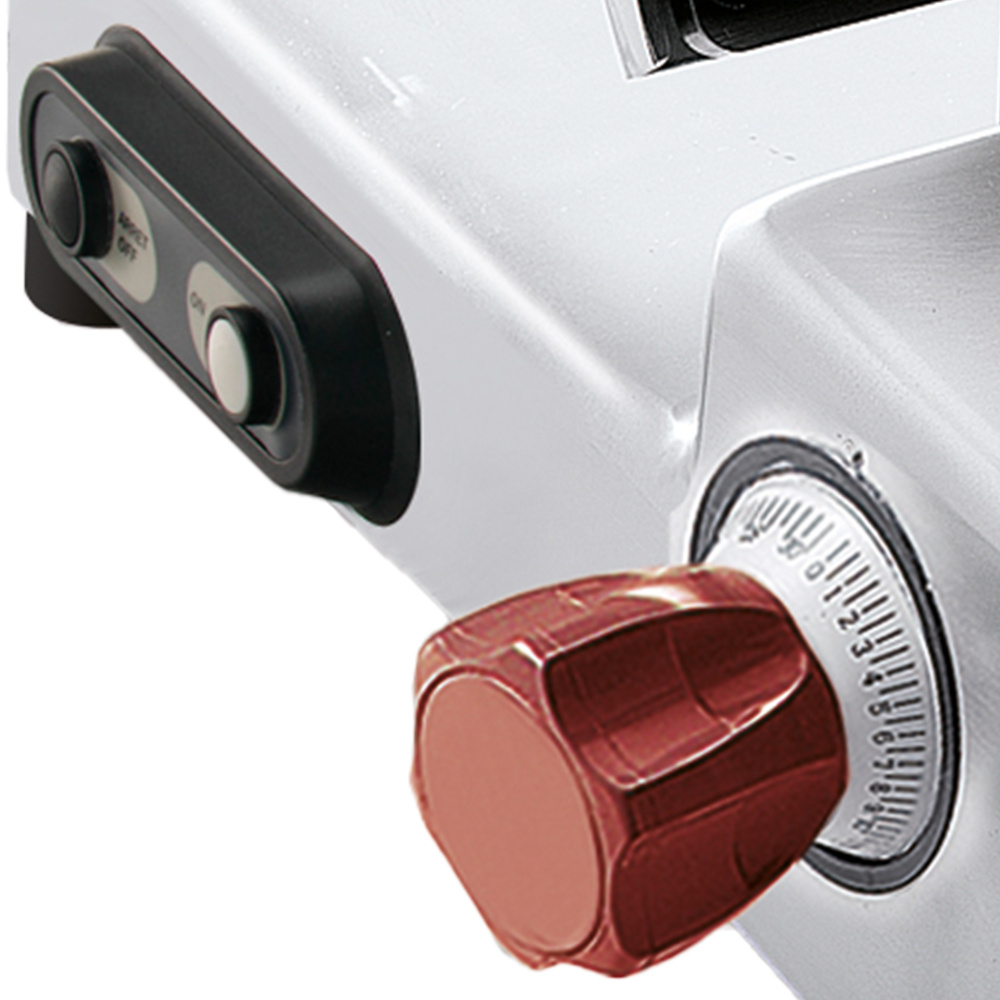 Professionelle Aufschnittmaschine, schräg. Messer Ø 350 mm "Zahnradgetriebe" STONEHENGE PLUS