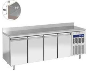 Etabli réfrigéré inox - 4 portes avec pare-éclaboussures - 2558x800x (haut) 880/900mm - Robuste