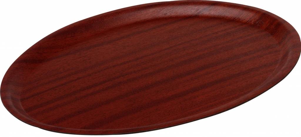 Serviertablett Oval Mahogonifarbe | Holzverstärkt + Antirutsch | Erhältlich in 3 Größen