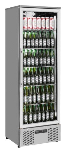 Réfrigérateur  Porte Vitrée | 293 Litres | en Inox | Eclairage  LED | 600x515x1820mm