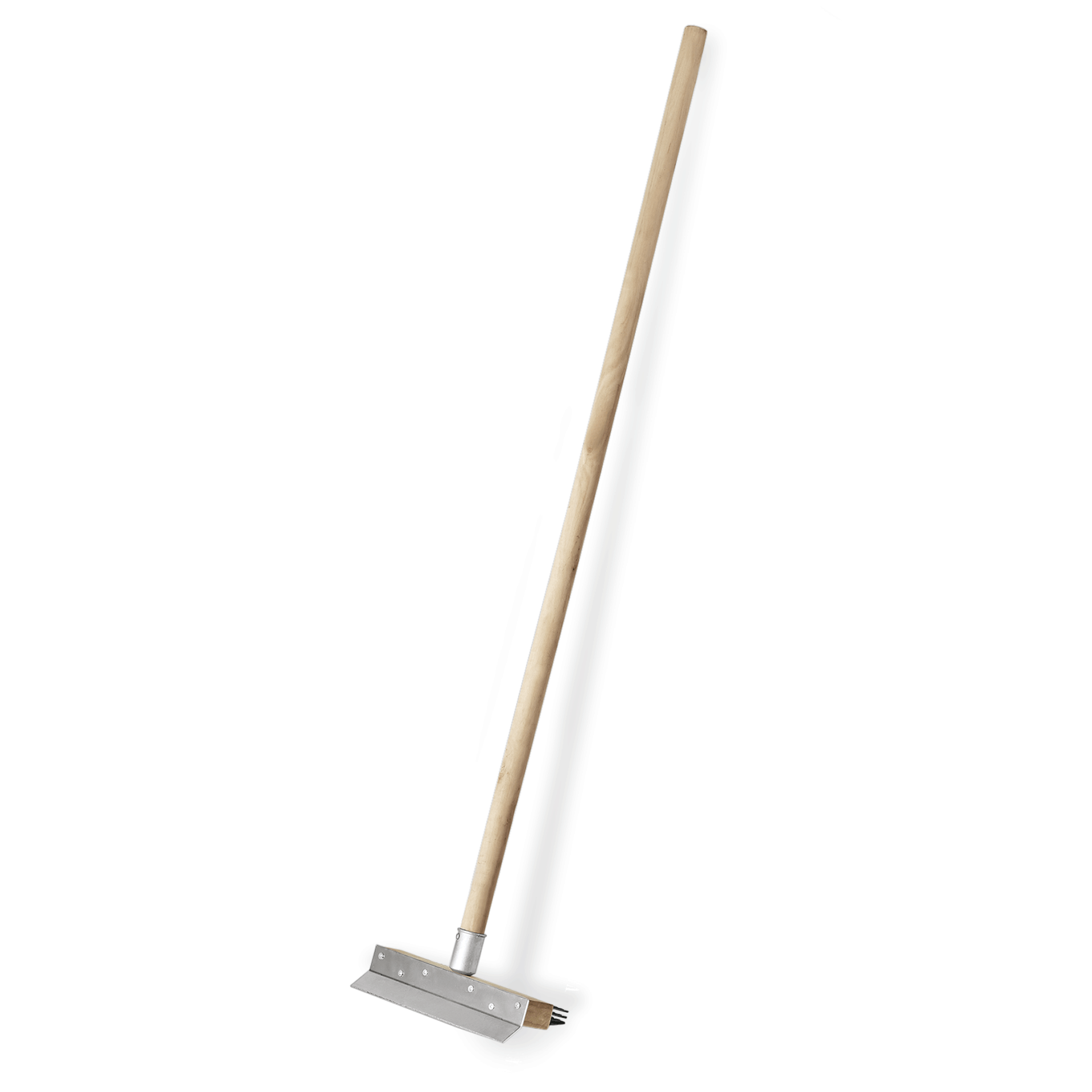 Brosse de nettoyage avec racloir, 156 cm, avec des poils en acier de 4 cm de long, bois, acier.