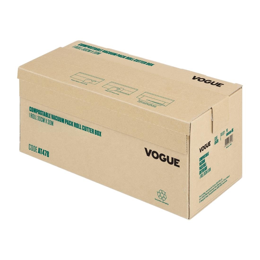 Vogue Kompostierbare Vakuum-Verpackungsrolle mit Schneidebox 30cm x 30m