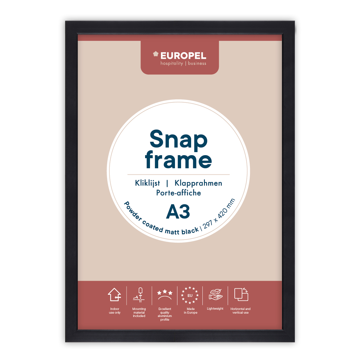 Clickframe Europel Premium+ A3 25mm Matt Schwarz