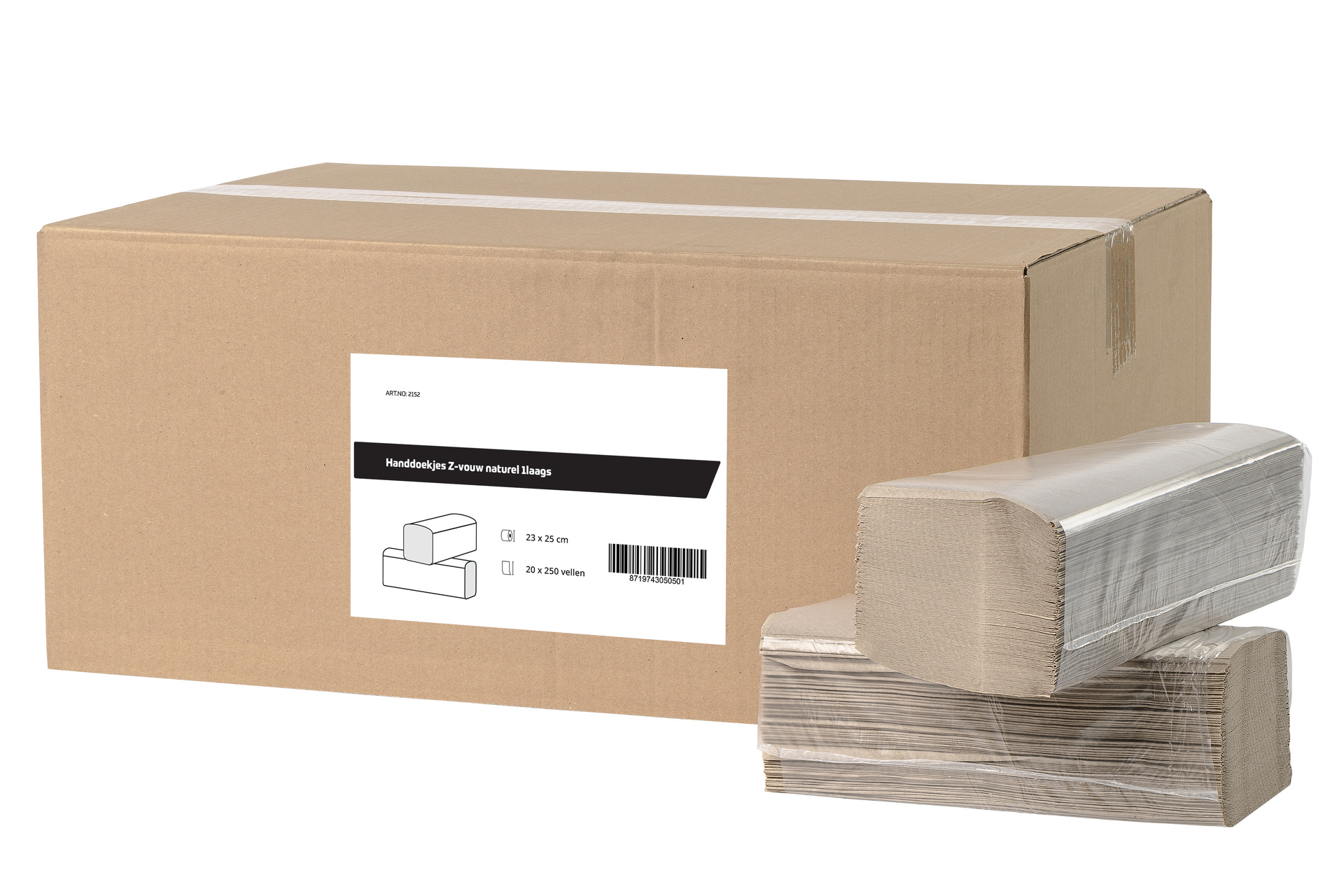 Handtücher Z-Falz recycelt 1-lagig 23x25cm - Verpackung 20x 250 Blatt