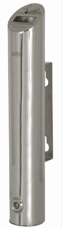 Cendrier Murale Tubulaire | Inox Brillante | 1,8 Litres | Jusqu'à 540 Mégots | 75x75x460(h)mm