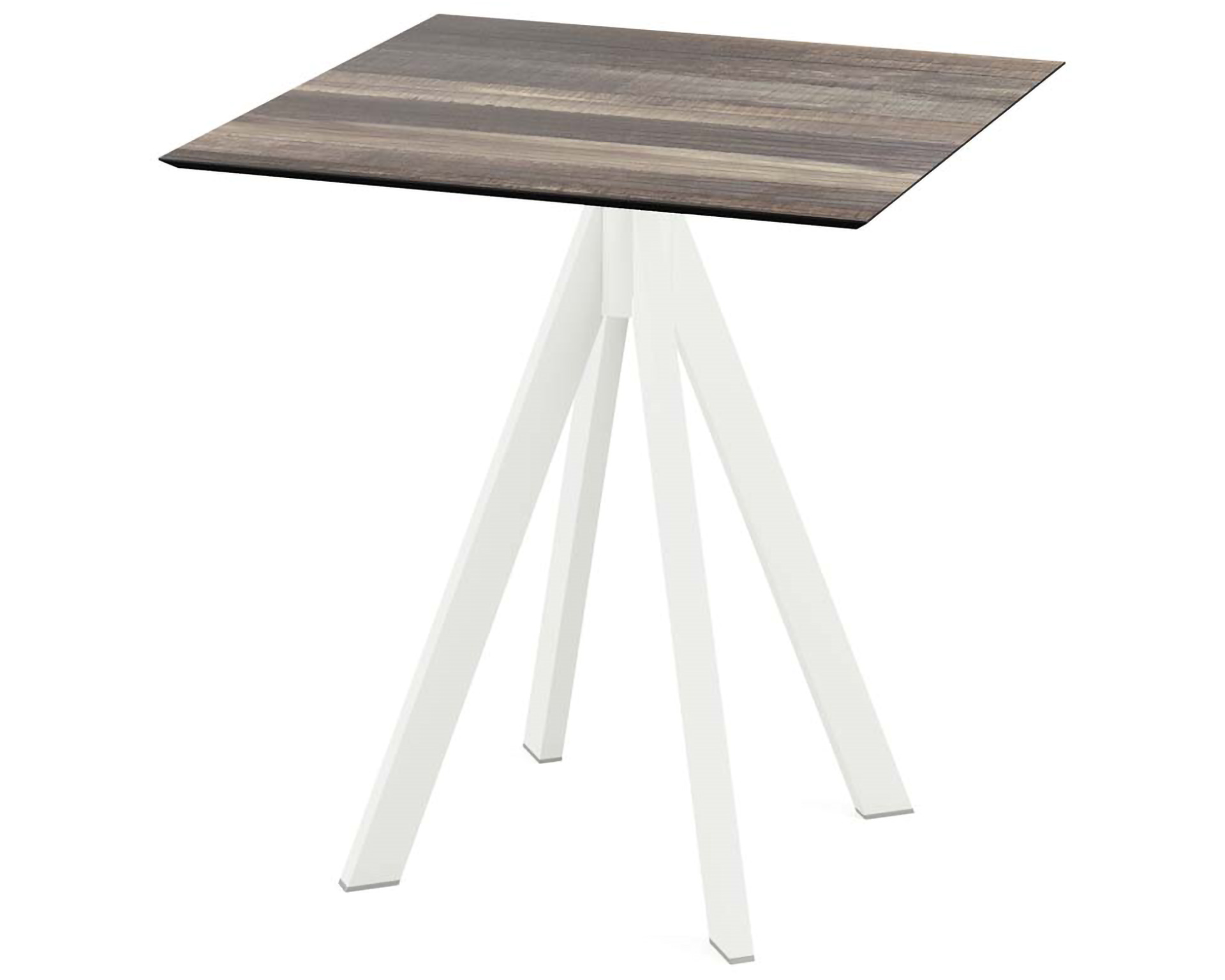 Infinity terrastafel wit frame + Tropical Wood HPL tafelblad tafelblad 70x70cm