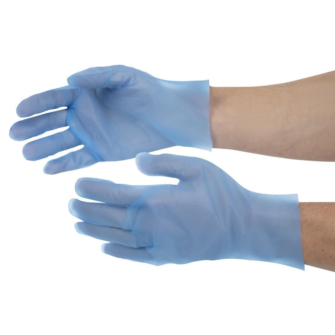 Nisbets Essentials poedervrije TPE handschoenen blauw M (200 stuks)