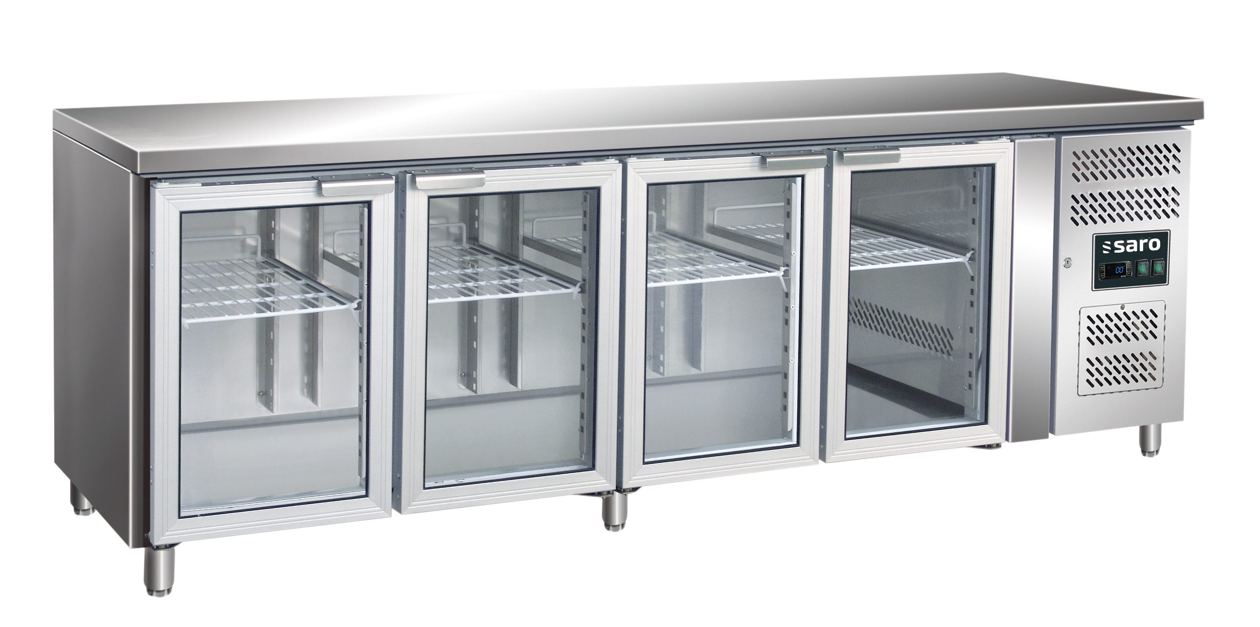 Table réfrigérée SARO, 4 portes vitrées, modèle GN 4100 TNG