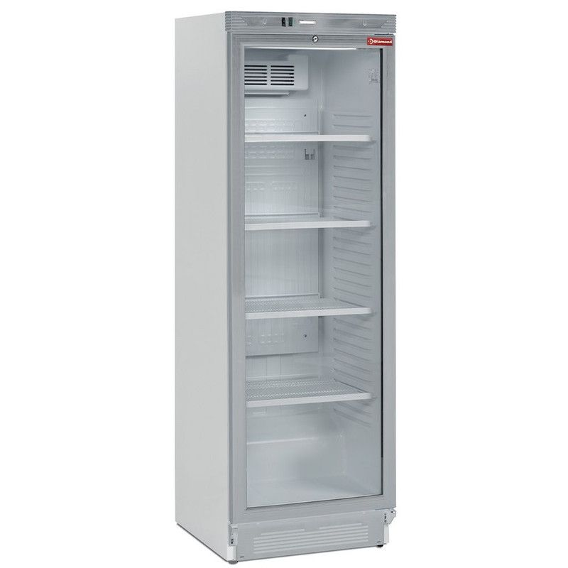 KOELKAST 380 LITER GLAZEN DEUR 59X60X(H)184CM LINKS EN RECHTS DRAAIENDE DEUR