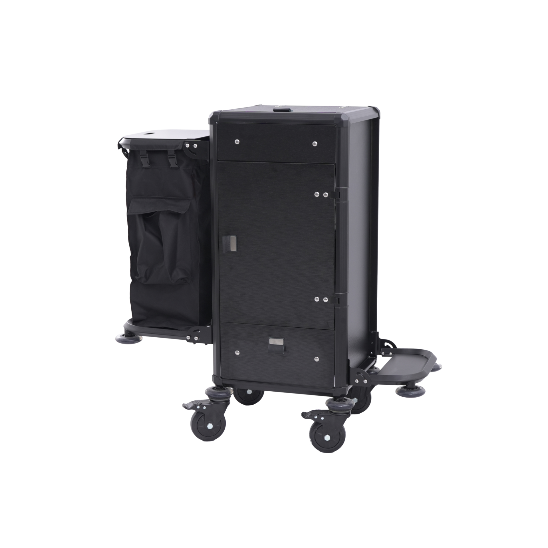 Chariot de service en chambre, 50 x 50 x 110 cm, aluminium, HPL ...