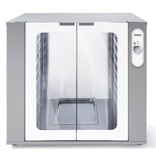 Gärschrank aus Edelstahl mit Glastür und Innenraum für Backbleche